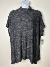 NWT Apt 9 Womens Plus Size 3X Gray Heathered High Neck Knit Top Short Sleeve - £20.09 GBP