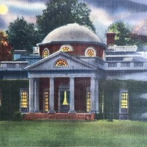 Night time View Monticello Thomas Jefferson Charlottesville NC Vintage P... - £7.90 GBP