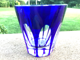 Bohemian Glass Whiskey Shot Glass Cobalt and Clear 2 7/8” Single Glass V... - $32.73