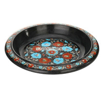 14&quot;x14&#39;&#39;x4.5&#39;&#39; Marble Fruit Bowl Turquoise Hakik Stone Inlay Mosaic Deco... - £465.14 GBP