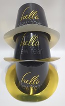Lot Of 3 Beistle &#39;Hello New Year&#39; Paper Top Hat, Gold/Black, Age 14+ - £11.60 GBP