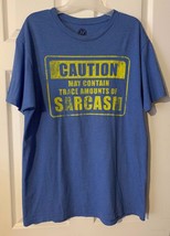 CAUTION MAY CONTAIN TRACE AMOUNTS OF SARCASM Men&#39;s Blue W Yellow T Shirt... - £9.74 GBP