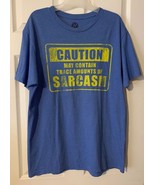CAUTION MAY CONTAIN TRACE AMOUNTS OF SARCASM Men&#39;s Blue W Yellow T Shirt... - £9.56 GBP