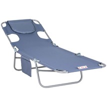 Outsunny Folding Beach Chair w/ Face Hole &amp; Arm Slots, Adjustable Gray - $1,913.09 MXN