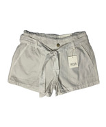 NEW a.n.a. High Rise Tan Khaki Chino Shorts with Pockets Tie Belt Frayed... - $19.79