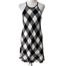 Anthro Cloth &amp; Stone Dress Womens Small Black White Buffalo Plaid Sleeveless - £27.68 GBP