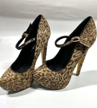 Taylor Says Woman High Heel Shoes Platform Leather Leopard Lipstix Size 8.5 - £34.37 GBP