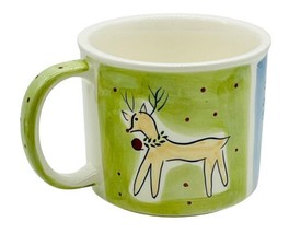 Eddie Bauer Home Christmas Oversize Coffee Chili Mug Snowman Reindeer Tree - £11.02 GBP