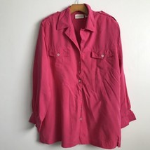 Christie Jill Silk Shirt 16 Long Sleeve Collar Satin Lightweight Coastal... - £13.75 GBP