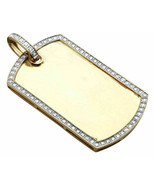 1.20Ct Simulated Diamond Dog Tag Pendant Piece 14k Yellow Gold Plated Si... - £83.71 GBP