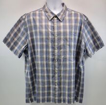 A) Van Heusen Men Plaid Check Blue White Short Sleeve Button Shirt XXL 1... - $19.79