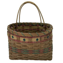 Rustic Country Christmas Holiday Wall Basket Woven Red Green Tree Accent... - £8.34 GBP
