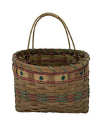 Rustic Country Christmas Holiday Wall Basket Woven Red Green Tree Accent... - $14.49 CAD