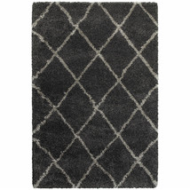 8' X 11' Charcoal And Grey Geometric Shag Power Loom Stain Resistant Area Rug - $582.49