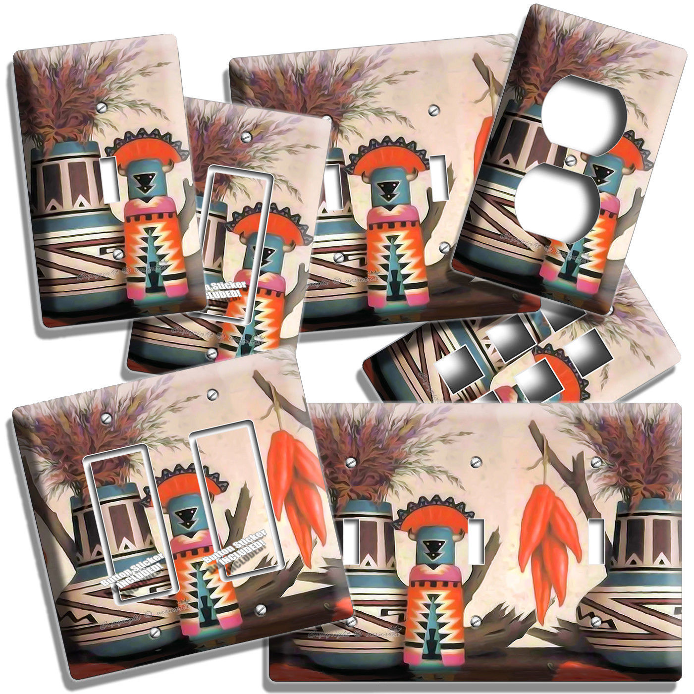SOUTHWEST VASE ORNAMENT CHILI PEPPERS LIGHT SWITCH OUTLET WALL PLATES ROOM DECOR