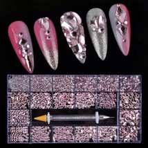 Nail Rhinestones Kit 7920 pieces Pink Crystal Rhinestones for Nails with... - £30.36 GBP