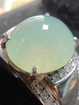 Icy Ice Light Green 100% Natural Burma Jadeite Jade Ring # 925 Sterling Silver # - £770.72 GBP
