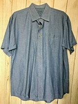 L.L. Bean Men's LARGE (L-REG) Blue Short Sleeve Button-Down Cotton Shirt - $18.69