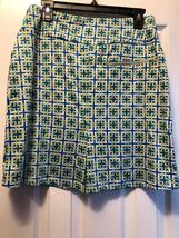 NWT Ladies GG Blue Peacock Blue Lime Plaid Pull On Knit Golf Skort - M XL image 2