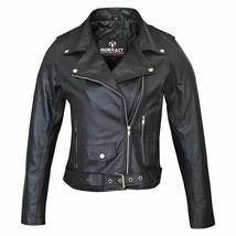 RIDERACT® Ladies Leather Motorcycle Jacket Brando Native Biker Protective Gear - £130.33 GBP