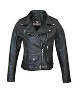 RIDERACT® Ladies Leather Motorcycle Jacket Brando Native Biker Protectiv... - £130.08 GBP