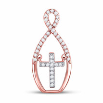 10kt Two-tone Gold Womens Round Diamond Moving Twinkle Cross Pendant 1/6 Cttw - £191.59 GBP
