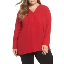 NWT Womens Plus Size 1X Vince Camuto Red Double V-Neck Blouse Top - £25.05 GBP