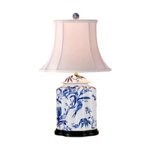 Chinese Blue and White Porcelain Tea Caddy Bird Motif Table Lamp 27&quot; - £311.09 GBP