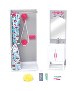 Complete Plastic Bathroom Play Set for 18” Dolls - White New - €63,09 EUR