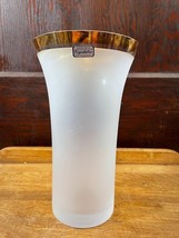 Bohemia Crystalex Frosted Glass Satin Glass Gold Trim Czech Glass Vase 1... - £34.78 GBP