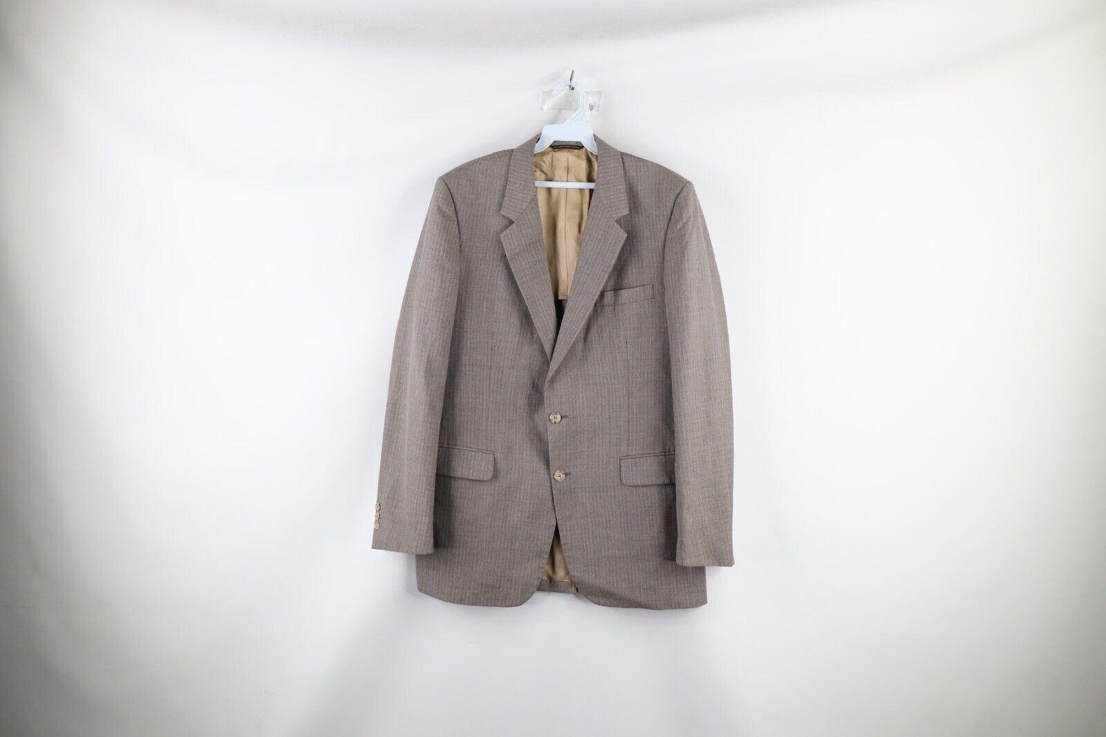Vintage 70s Streetwear Mens Size 44L Wool Pinstriped 2 Button Suit Coat ... - £33.47 GBP