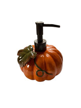 Pumpkin Hand Pump Soap Dispenser Ceramic Bathroom Decor Autumn Thanksgiving - £11.78 GBP