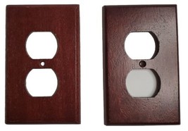 Wall Plate Outlet 2 Cover Wood Cherry Mahogany Color For Standard Electr... - $9.60