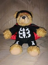 Halloween Teddy Bear 9&quot; Plush Skeleton Costume Cape Stuffed Animal Made In China - £15.82 GBP