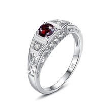 Sterling Silver 4.5*4.5mm Garnet Ring Woman Round Cut With Stones Wedding Party  - $51.28