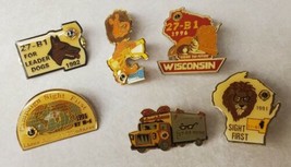 Lions Club Wisconsin 27-B1 Enamel Pin Lot of 6 Unique Shapes First Sight 1990s - £23.65 GBP