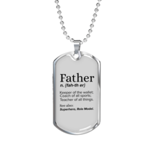 Father Dog Tag Gifts for Dad Necklace Stainless Steel or 18k Gold Dog Ta... - $47.45+