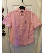 U.S. POLO ASSN. Men&#39;s Short Sleeve Button Down Shirt SMALL Sharp Pink NEW - $35.60