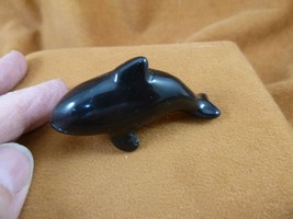 (Y-WHA-KI-745) Black onyx KILLER WHALE ORCA gemstone figurine gem whales - $24.99