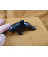 (Y-WHA-KI-745) Black onyx KILLER WHALE ORCA gemstone figurine gem whales - $35.07 CAD