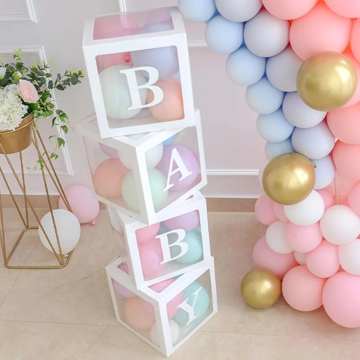 Game Fun Play Toys Transparent Balloon Box Baby Shower Decoration Boy Girl 1st B - £23.11 GBP