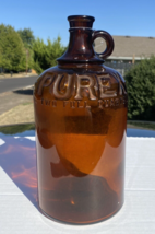 Vintage PUREX 2 Quart Brown Amber Glass Bottle Finger Handle - £15.64 GBP
