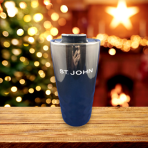 St. John Ceramic Hot/Cold Tumbler Black h2go Coffee Water 7 inch Tall - £14.70 GBP