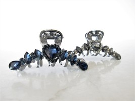 Medium silver metal heart crystal hair claw clip bridal clip medium/fine hair - £11.21 GBP
