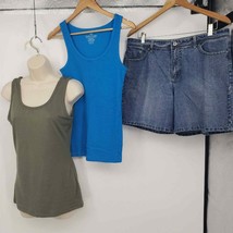 Clothing Lot of 3 Faded Glory Jean Shorts &amp; Tank Tops Women&#39;s Size 14 &amp; ... - £9.41 GBP