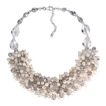 Infinite Blossoms White Pearl and Crystal Medley Necklace - £34.38 GBP