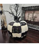 Halloween Mackenzie Style Black White Harlequin Pumpkin Figurine Fall Decor - $818.10 MXN