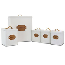 MegaChef Kitchen Food Storage and Organization 5 Piece Canister Set in White - £76.65 GBP