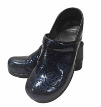 Dansko Clogs Women Size 42 Leather Blue Profession Paisley Tooled Embossed - £14.99 GBP