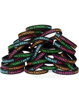 100 of I Am Strong I Am Brave I Am Loved I Am Enough Wristband Bracelet - $80.33 CAD